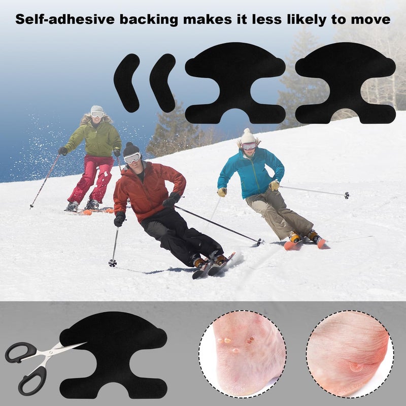 lasuroa 10pcs Ski Snowboard Boots Fitting Pads, EVA Self-Adhesive Snowboard Boots Narrowing Pads Ski Boot Ankle Wrap Pads J Bars Snowboard Boots to Reduce Heel Lift & Ankle Hurt(Black) - Image 3